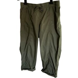 Palm Rio Olive Green Cargo Capri Pants‎ Drawstring Waist Women's XL